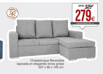 Atrapamuebles Chaiselongue reversible tapizada en elegantes tonos grises oferta