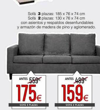 Atrapamuebles Sofá 3 plazas: 185 x 76 x 74 cm sofá 2 plazas: 130 x 76 x 74 cm oferta