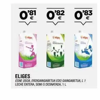 BM Supermercados Eliges leche entera semi o desnatado oferta