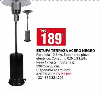 Bricoking Estufa terraza acero negro oferta