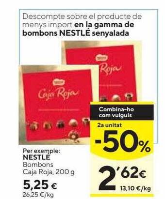 Caprabo 2a unitat -50% nestle bombons caja roja oferta