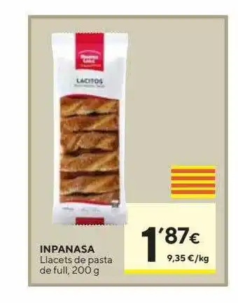 Caprabo Inpanasa llacets de pasta de full oferta
