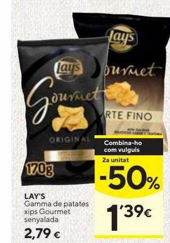 Caprabo 2a unitat -50% lay's gamma de patates xips gourmet senyalada oferta