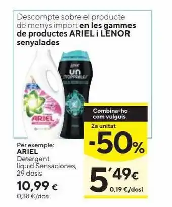 Caprabo 2a unitat -50% ariel detergent liquid sensaciones oferta