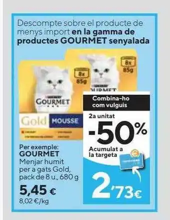 Caprabo Gourmet menjar humit per a gats gold oferta