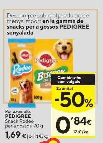 Caprabo 2a unitat -50% pedigree snack rodeo per a gossos oferta