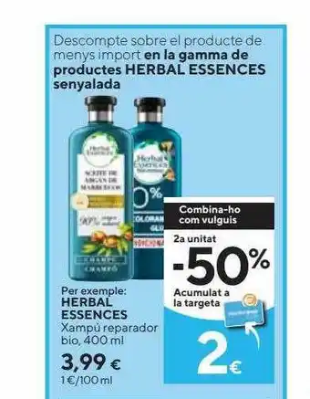 Caprabo Herbal essences xampú reparador bio oferta