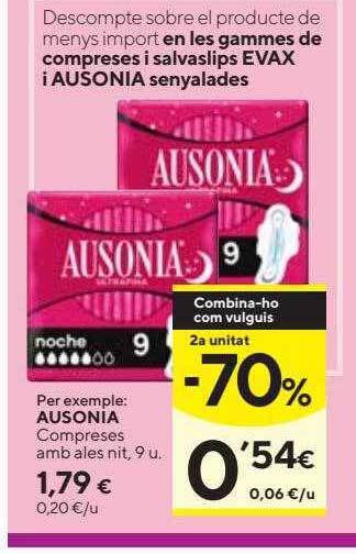 Caprabo 2a unitat -70% ausonia compreses amb ales nit oferta