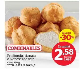 La Sirena Profiteroles de nata lioneses de nata caixa oferta