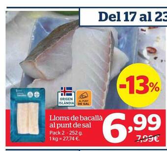 La Sirena Lloms de bacallà al punt de sal pack 2 oferta