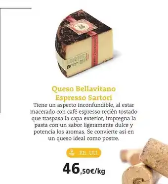 Supermercados Sánchez Romero Queso bellavitano espresso sartori oferta