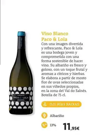 Supermercados Sánchez Romero Vino blanco paco & lola oferta