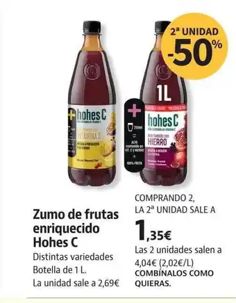 Supermercados Sánchez Romero 2a unidad -50% zumo de frutas enriquecido hohes c oferta