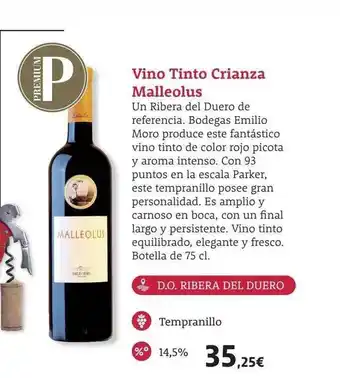 Supermercados Sánchez Romero Vino tinto crianza malleolus oferta