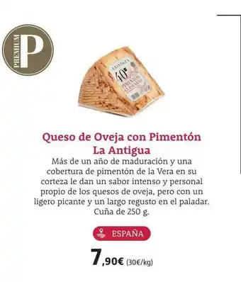 Supermercados Sánchez Romero Queso de oveja con pimentón la antigua oferta