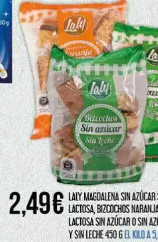 Claudio Laly magdalena sin azucar lactosa bizcochos naranja lactosa sin azucar o sin azucar y sin leche oferta
