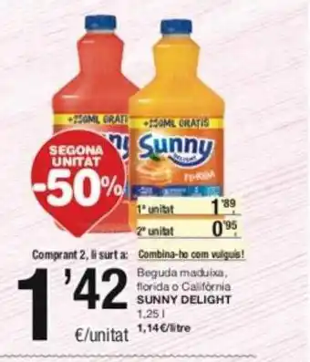 SPAR Fragadis Segona unitat -50% beguda maduixa, florida o califórnia sunny delight oferta