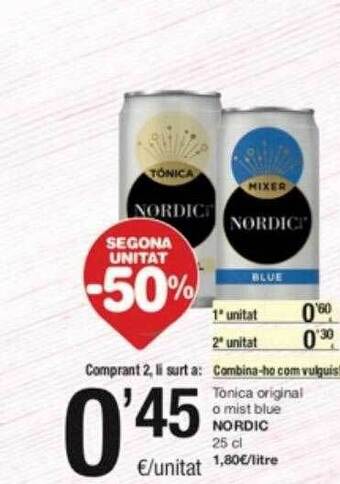 SPAR Fragadis Segona unitat -50% tónica original o mist blue nordic oferta