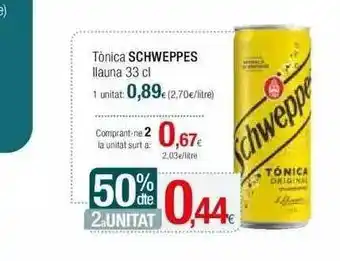 Condis 50% dte 2a unitat tònica schweppes oferta