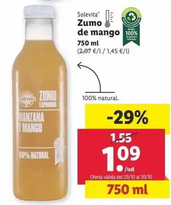 Lidl Zumo de mango solevita oferta