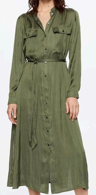 Vestido camisero satinado