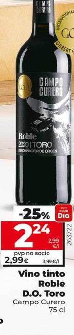 Dia Vino tinto roble d.o toro oferta
