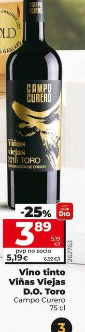 Dia Vino tinto viñas viejas d.o. toro campo curero oferta