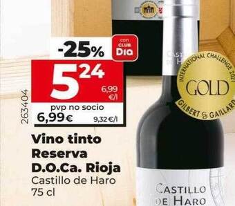 Dia Vino tinto reserva d.o.ca. rioja castillo de haro oferta
