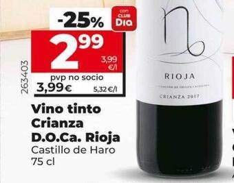 Dia Vino tinto crianza d.o.ca. rioja castillo de haro oferta