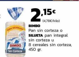 Supermercados Lupa Bimbo pan sin corteza o silueta pan integral sin corteza u 8 cereales sin corteza oferta
