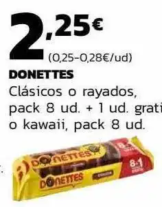 Supermercados Lupa Donettes clásicos o rayados pack 8 + 1 gratis o kawaii pack 8 oferta