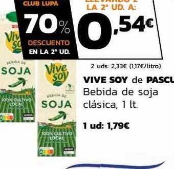 Supermercados Lupa Vive soy de pascual bebida de soja clasica oferta