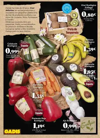 Gadis Calabacín Ecológico ∕ Zanahoria Ecológica ∕ Pimiento Rojo Ecológico ∕ Ajo Ecológico ∕ Aguacate Ecológico ∕ Plátano Ecológico oferta