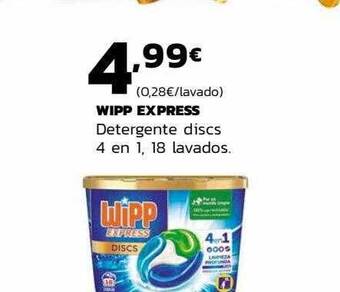 Supermercados Lupa Wipp express detergente discs 4 en 1 oferta