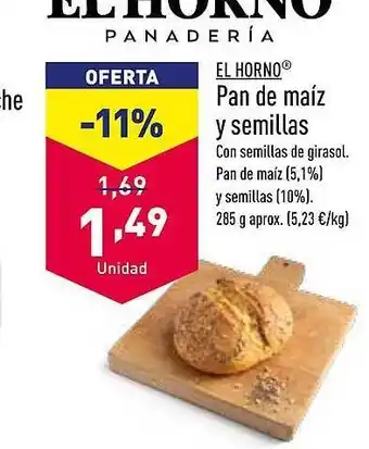 ALDI El horno pan de maíz y semillas oferta