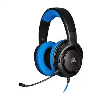 MediaMarkt Auriculares gaming - corsair hs35, de diadema, con cable, multiplataforma, micrófono, cancelación ruido, azul oferta