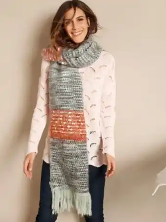 Venca Bufanda rectangular diseño rayas con flecos oferta