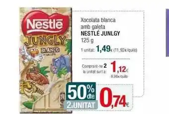 Condis 50% dte 2a unitat xocolata blanca amb galeta nestlé jungly oferta