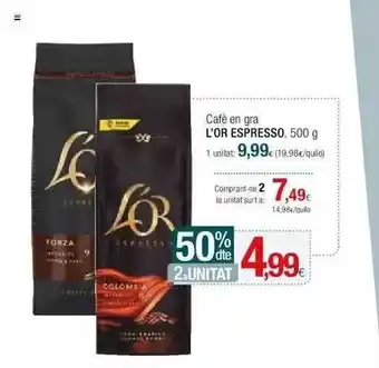 Condis 50% dte 2a unitat cafè en gra l'or espresso oferta