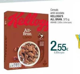Condis Cereals amb xocolata kellogg's all bran oferta
