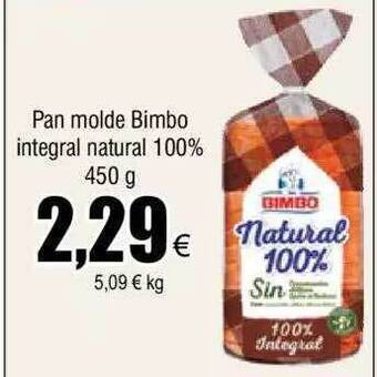 FROIZ Pan molde bimbo integral natural 100% oferta
