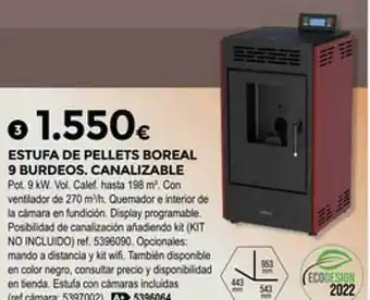 BigMat La Plataforma Estufa de pellets boreal 9 burdeos canalizable oferta
