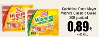 FROIZ Salchichas Oscar Mayer Wieners Classic o Queso 200g Unidad oferta