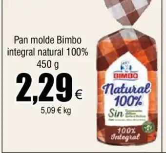 FROIZ Pan Molde Bimbo Integral Natural 100% 450g oferta