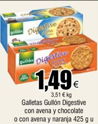 FROIZ Galletas Gullón Digestive Con Avena Y Chocolate o Con Avena Y Naranja 425g u oferta