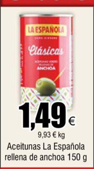 FROIZ Aceitunas La Española Rellena De Anchoa 150g oferta