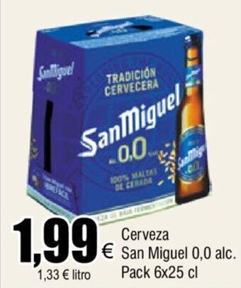 FROIZ Cerveza San Miguel 0.0 Alc. Pack 6x25cl oferta
