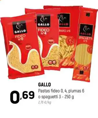 Coviran Gallo Pastas Fideo 0,4, Plumas 6 oferta