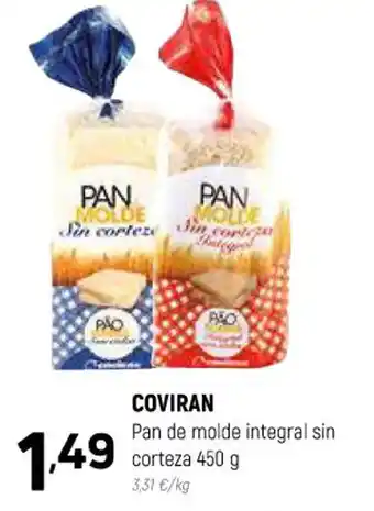 Coviran Coviran Pan de Molde Integral Sin Corteza 450g oferta