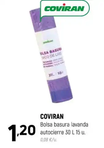 Coviran Coviran Bolsa Basura Lavanda Autocierre 30L 15u oferta